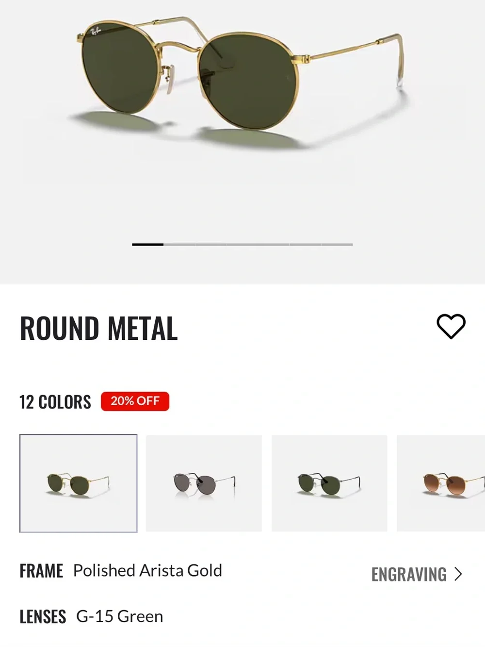 Ray-Ban Round Metal Gold Sunglasses with Green Lenses - Picture 2 of 5